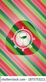 wine cup icon inside christmas badge background. 