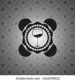 wine cup icon inside dark emblem