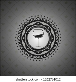 wine cup icon inside dark badge or emblem