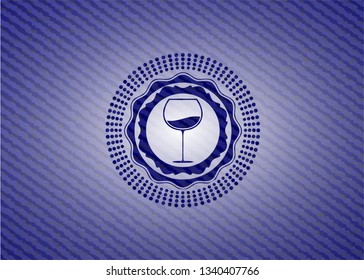 wine cup icon inside emblem with jean background