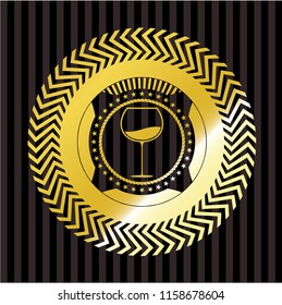 wine cup icon inside gold shiny emblem