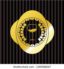 wine cup icon inside gold shiny badge