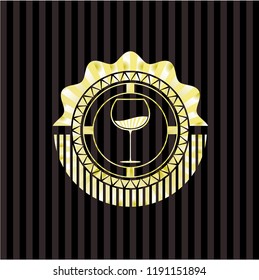 wine cup icon inside gold badge or emblem
