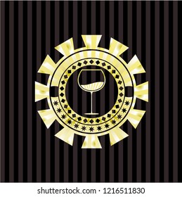 wine cup icon inside gold badge