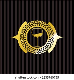 wine cup icon inside gold shiny emblem