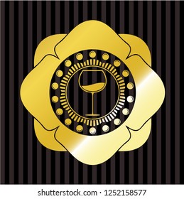 wine cup icon inside gold badge or emblem