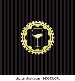 wine cup icon inside gold emblem