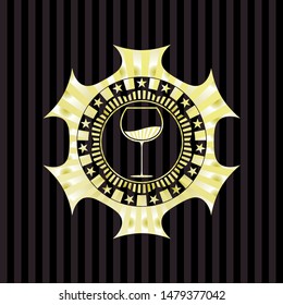 wine cup icon inside gold shiny badge