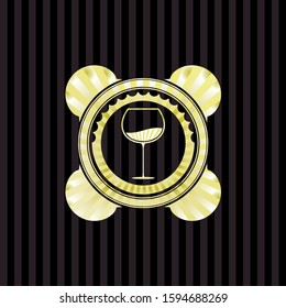 wine cup icon inside gold shiny emblem
