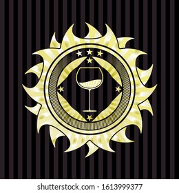 wine cup icon inside gold shiny emblem