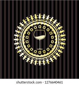 wine cup icon inside golden badge