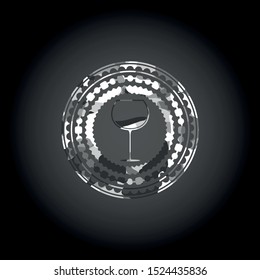 wine cup icon inside grey camouflage emblem