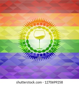 wine cup icon inside lgbt colors emblem 