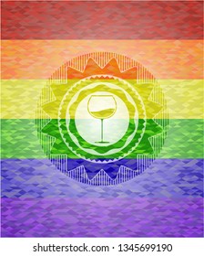 wine cup icon inside lgbt colors emblem 