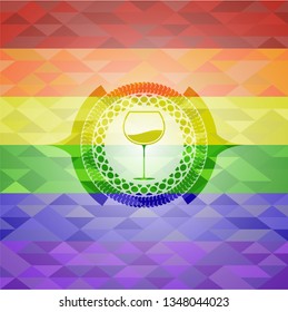 wine cup icon inside lgbt colors emblem 