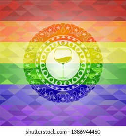wine cup icon inside lgbt colors emblem 