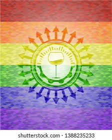 wine cup icon inside lgbt colors emblem 