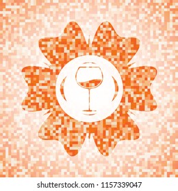 wine cup icon inside orange mosaic emblem