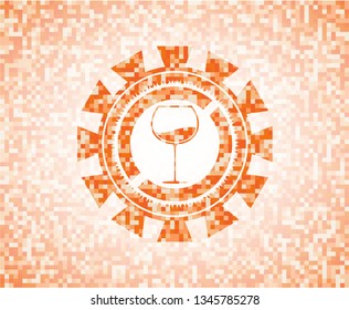 wine cup icon inside orange mosaic emblem