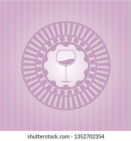 wine cup icon inside pink icon or emblem