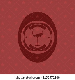 wine cup icon inside realistic red emblem