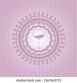 wine cup icon inside realistic pink emblem