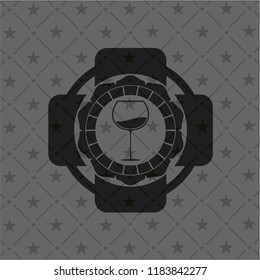 wine cup icon inside realistic dark emblem