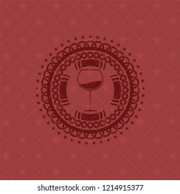 wine cup icon inside realistic red emblem