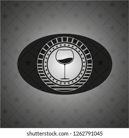 wine cup icon inside realistic black emblem