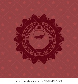 wine cup icon inside realistic red emblem