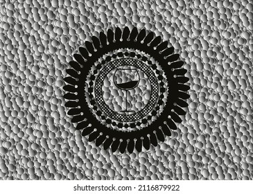 wine cup icon inside realistic black emblem with bubbles background. Vector Illustration. Detailed. 