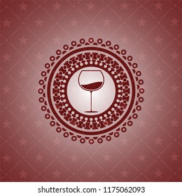 wine cup icon inside red emblem. Retro