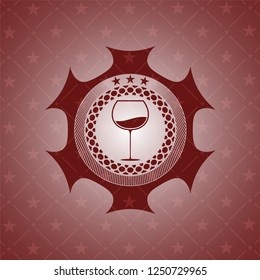 wine cup icon inside red emblem. Retro