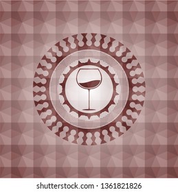 wine cup icon inside red seamless geometric emblem.