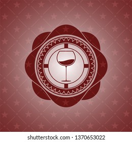 wine cup icon inside red emblem. Retro