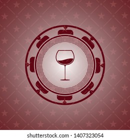 wine cup icon inside red emblem. Retro