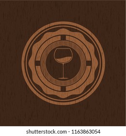 wine cup icon inside retro wood emblem