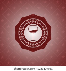 wine cup icon inside retro red emblem