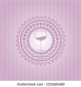wine cup icon inside retro style pink emblem