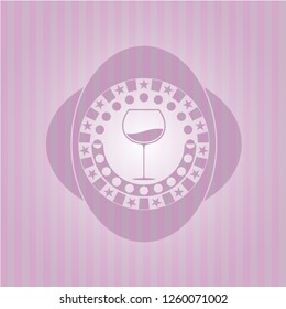 wine cup icon inside retro style pink emblem