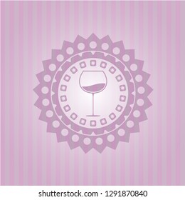wine cup icon inside retro pink emblem