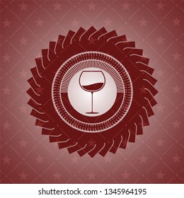 wine cup icon inside retro red emblem