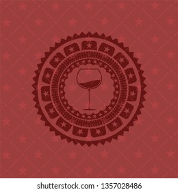 wine cup icon inside retro red emblem