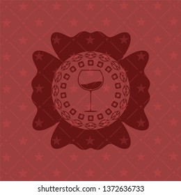 wine cup icon inside retro red emblem