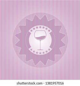 wine cup icon inside retro pink emblem