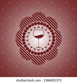 wine cup icon inside retro style red emblem