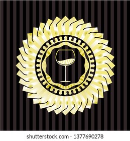 wine cup icon inside shiny emblem