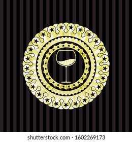 wine cup icon inside shiny emblem