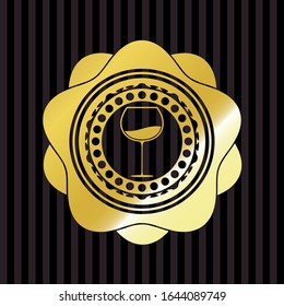icono de copa de vino dentro del emblema brillante