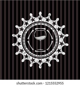 wine cup icon inside silver shiny badge